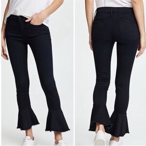 Frame Le Skinny de Jeanne Black Ankle Crop Bell Fray Jeans Size 27